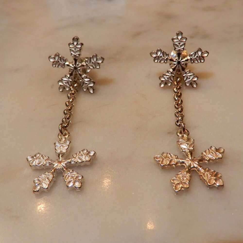 Silver Stud/Dangle Snowflake Earrings